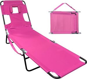 Face Down Tanning Chaise Lounge Chair Face Arm Holes 2 Legs Support