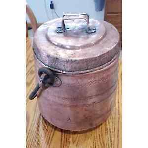 Antique Hand Made Fabulous Antique Copper Cauldron Or Stock Pot