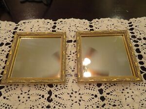 Pair Of Small Italian Florentine Mirrors Gold Gild Wood Frames Hollywood Regency