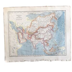 1883 Antique Map Asia China Empire Arabia Persia Siam India Manchuria 11x8 5 