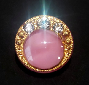 Pink Princess Grace Ring Moonglow Vintage 50s Glass Button 9 16 