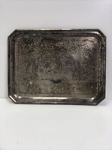 Antique Meriden Silver Plate Serving Tray Drink Snack Tray