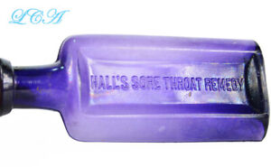 Pure Purple Paneled Hall S Sore Throat Remedy Patent Medicine Bottle Rare