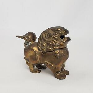 Antique Chinese Brass Bronze Fu Foo Dog Incense Burner Removable Head Small