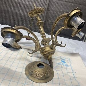 Antique Vintage Chandelier Deer Antler Brass Light Fixture Ceiling Lamp