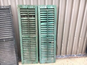 Pair 19th Century Louvered Victorian Window House Shutter Maine 54 5 X 16 As Is