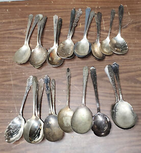 29 Mixed Silver Plated Big Bowl Serving Spoons For Crafting Lot 502