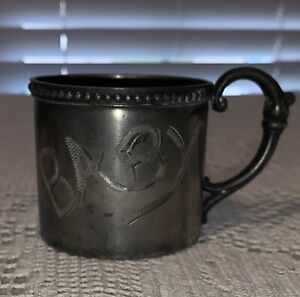 Antique Baby Cup Silverplated Quadruple Plate Child S Mug Engraved Baby 2 1 2 