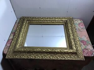 Antique Vtg Ornate Gold Gilt Gesso Deep Framed Wall Mirror 27 3 4 X 31 3 8 
