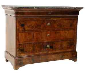 Antique Commode French Louis Philippe Period Marble Top Burl Walnut 1800 S 