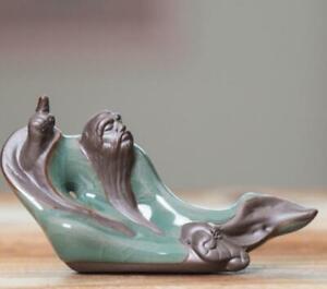 4 Chinese Yixing Zisha Pottery Thinker Lao Tzu Taoist Founder Figurine Statue