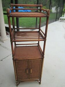 Vintage Bamboo Entertainment Center Two Doors Shelving Shipping Not Included