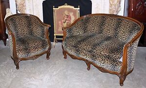 Antique Country French Louis Xv Walnut Salon Canape Sofa Arm Chair Circa 1850