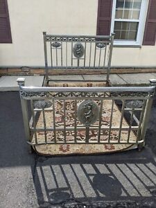 Victorian French Antique Full Size Bed Nickel Plated