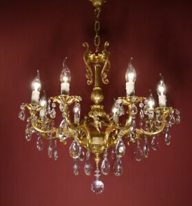 Chandelier Fine Gold Bronze Cystal Cherubs 8 Light Home Decor 24 Lightings