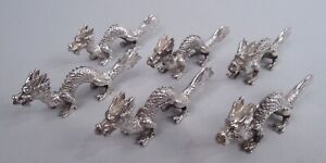 Antique Knife Rests Meiji Dragon Asian Exotic Japanese Silver