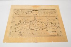 Antique Map Gerhard Mercator Candia Crete Greece 22x17 