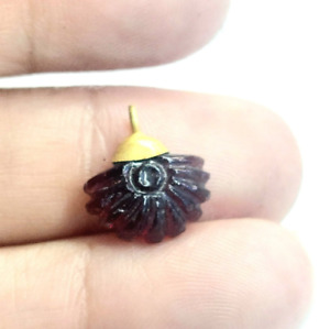 Fine Collection Ancient Garnet Shell Miniature Solid 22k Gold Bead Pendant