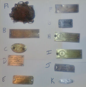 Pick 1 Vtg Manufacturing Machinery Equipment Safety Plaques Brass Tags Plates