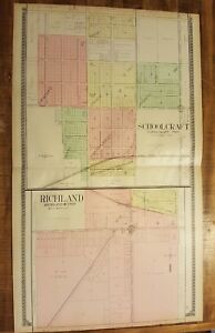 Antique Map Of Schoolcraft Richland Kalamazoo Michigan Ogle Co 1910