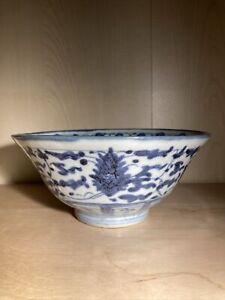 Antique Chinese Bowl Desaru Shipwreck Blue White Lotus And Lingzhi Design 6 5 