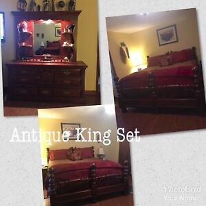 Great King Size Set Complete With Practically New Pillow Top Mattress