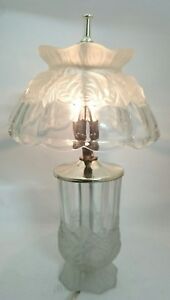 Satin Glass Mushroom Lamp Vintage Tabletop Dome Decorative Floral Dodecagonal