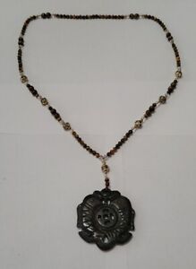 Vintage Chinese Fish Pendant Necklace W Tiger Eye Cloisonne Beads Rare