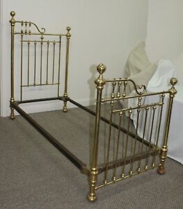 Extremely Rare Antique Pr Of Victorian Brass Twin 3 4 Beds That Make Into A King
