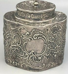 Beautiful Ornate Sterling Silver Tea Caddy With English Hallmarks Ca1893