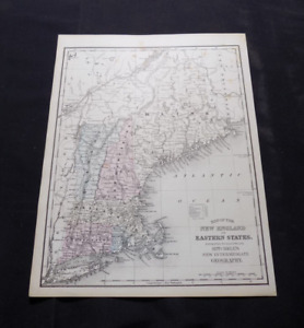 1880 Antique Atlas Map New England