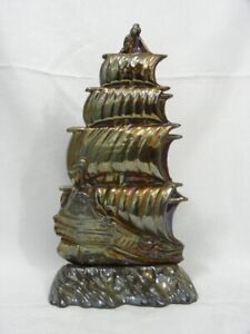 Vintage Mini Nautical 4 Pc Fireplace Tool Set W Enamel Sailing Ship Holder 13 