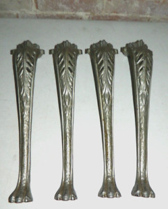 Antique Vtg Cast Iron Silver Claw Foot Legs Matching Set Of 4 Lot Stool Table