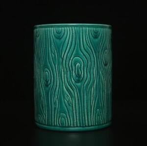 Qianlong Signed Antique Chinese Green Glaze Porcelain Brush Pot