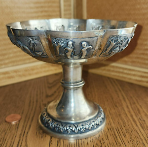 Antique Silver Pedestal Bowl Asian Ottoman V 65