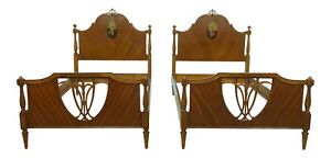 33224ec Pair Vintage Irwin Twin Size Satinwood Paint Decorated Beds