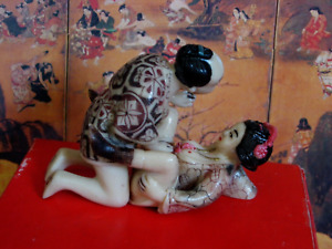 Beautiful Japan Samurai Geisha Shunga Erotica Netsuke Resin Doll Figure Set