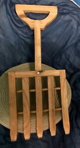 Antique Over Sized Crafted Cherry Wood Shovel Forktype Scoop For Hanging Display