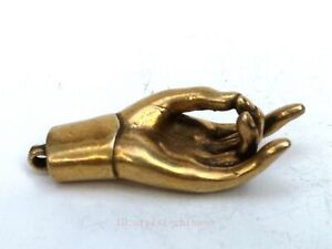 Collection China Old Bronze Carved Buddha S Hand Amulet Pendant Decoration Gift