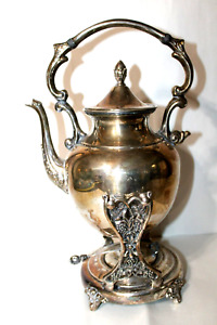 Antique Poole Silver Co Tilting Teapot Burner Silver Over Copper England 