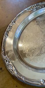 Vintage Ornate Silverplate Serving Tray 