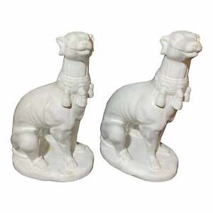 Large Vintage English Whippet Dog Figurines A Pair