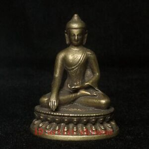 Old Chinese Bronze Carving Sakyamuni Buddha Figurine Statue Collection H 5 Cm