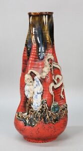 19th C Meiji Japanese Sumida Gawa Dragon Vase Signed Ban Ni 11 5 8 Inches Tall