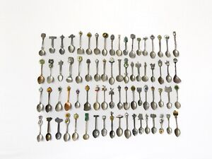 Lot Of 72 Vintage Souvenir Spoons Silver Plated Pewter And Copper