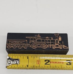 Vintage Letterpress Printing Block Railroad Locomotive Wood Train Tankers D1