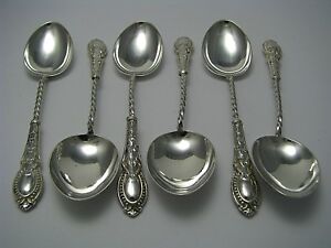 Set Of 6 Sterling Silver Spoons Demitasse Coffee By Wm Devenport Birmingham 1901