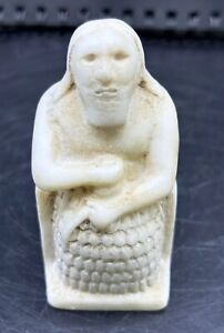 Ancient Near Eastern Seated King Alabaster Stone Figure