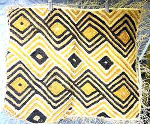 Kuba Shoowa Raffia Textile From Congo24x24 Handwoven