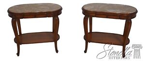 64042ec Pair French Louis Xiv Style Marble Top End Tables